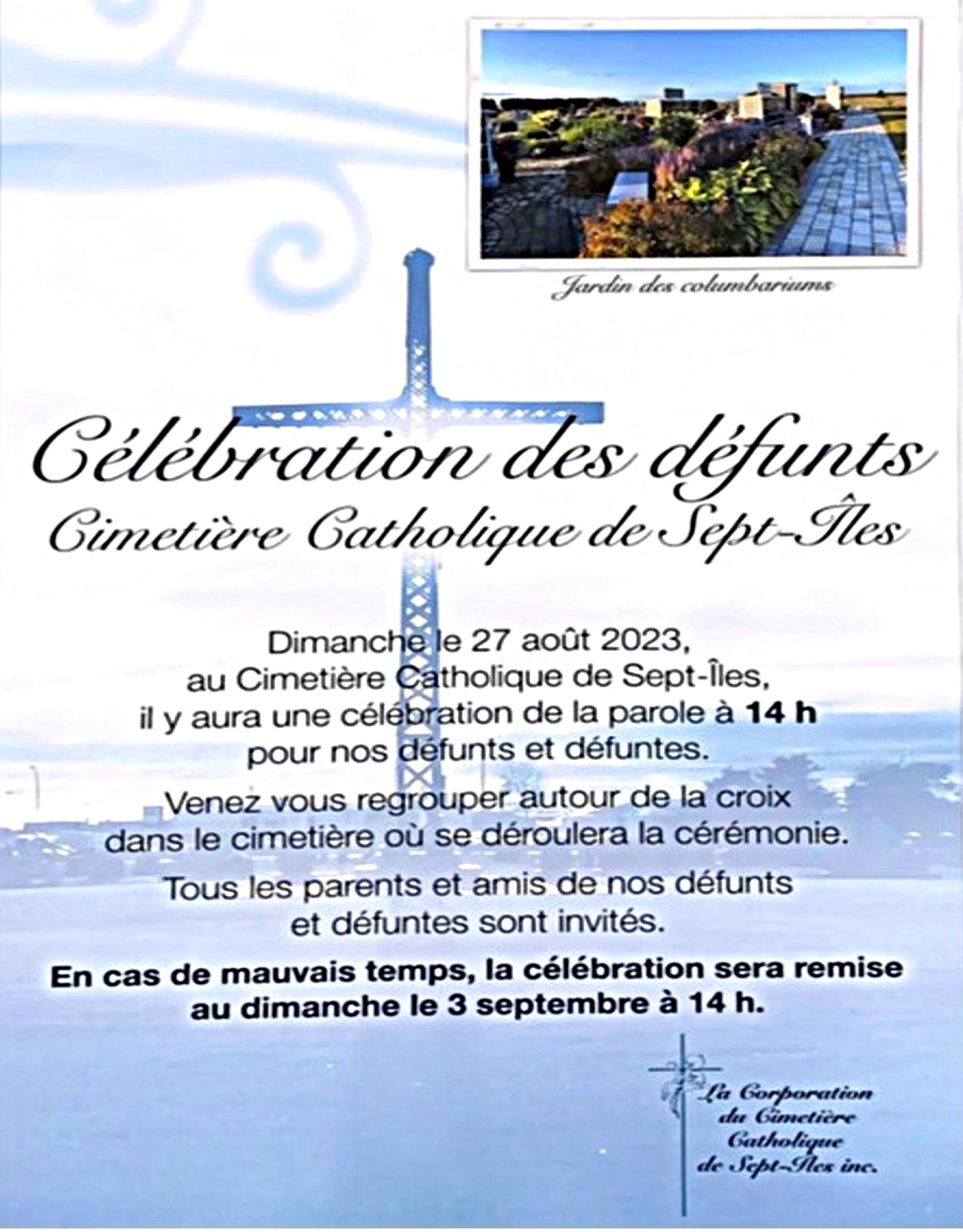 CÉLÉBRATION DES DÉFUNTS CIMETIÈRE CATHOLIQUE DE SEPT-ÎLES